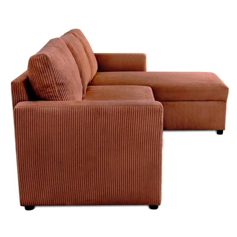 Ecksofa mit Bettfunktion und Bettkasten terracotta Microfaser B/H/T: ca. 215x145x82 cm