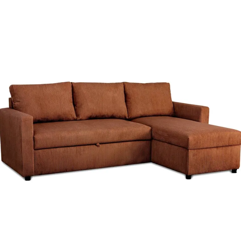 Ecksofa mit Bettfunktion und Bettkasten terracotta Microfaser B/H/T: ca. 215x145x82 cm