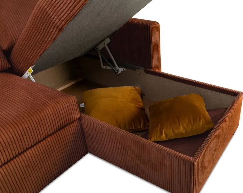 Ecksofa mit Bettfunktion und Bettkasten terracotta Microfaser B/H/T: ca. 215x145x82 cm