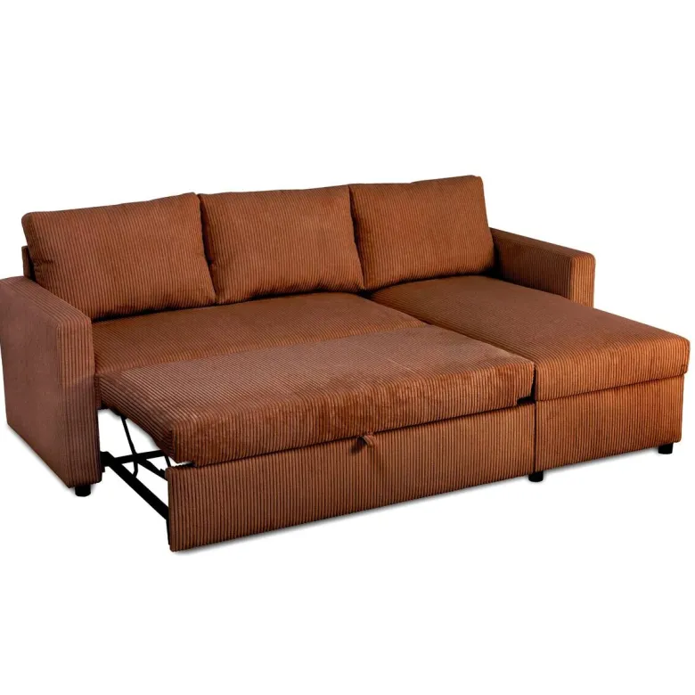 Ecksofa mit Bettfunktion und Bettkasten terracotta Microfaser B/H/T: ca. 215x145x82 cm