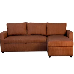Ecksofa mit Bettfunktion und Bettkasten terracotta Microfaser B/H/T: ca. 215x145x82 cm