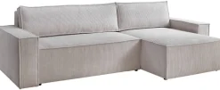 Ecksofa mit Bettfunktion und Bettkasten natur Microfaser B/H/T: ca. 266x150x83 cm
