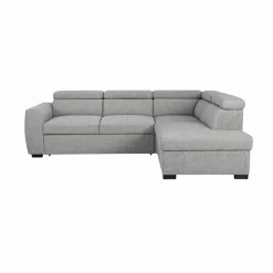 Ecksofa mit Bettfunktion und Bettkasten hellgrau Webstoff B/H/T: ca. 245x184x87 cm