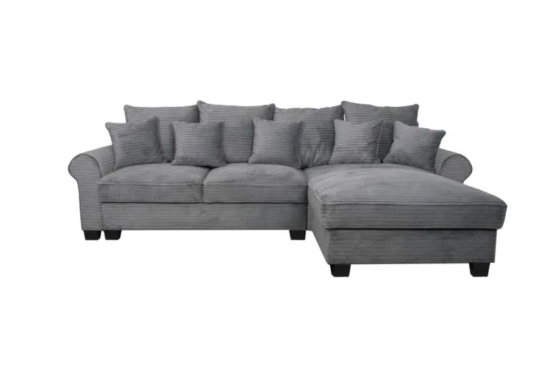 Ecksofa mit Bettfunktion und Bettkasten grau Microfaser B/H/T: ca. 293x96x178 cm