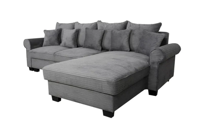 Ecksofa mit Bettfunktion und Bettkasten grau Microfaser B/H/T: ca. 293x96x178 cm
