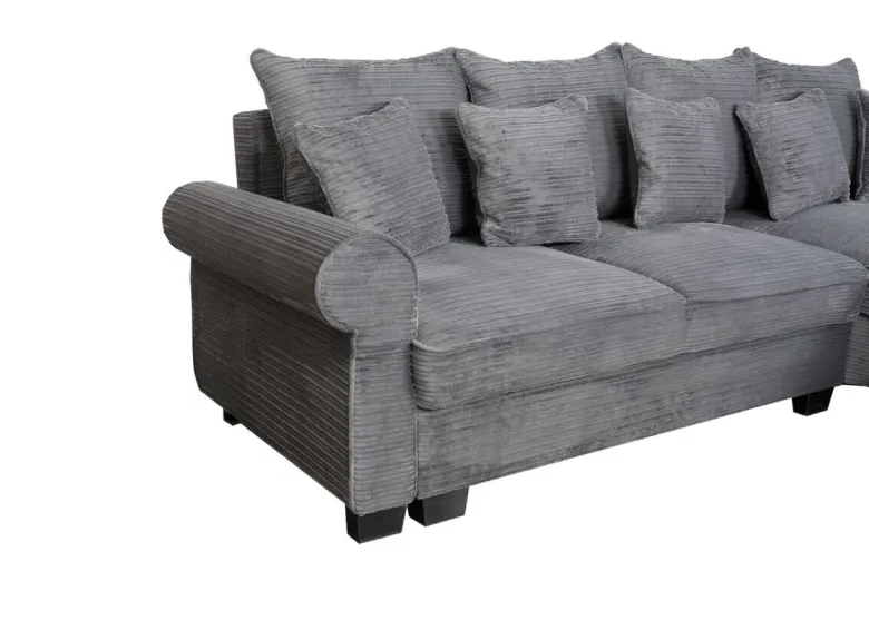 Ecksofa mit Bettfunktion und Bettkasten grau Microfaser B/H/T: ca. 293x96x178 cm