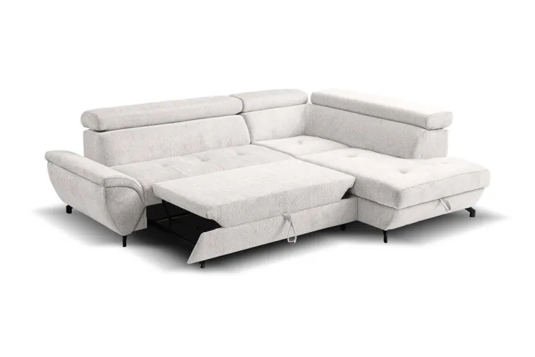 Ecksofa mit Bettfunktion und Bettkasten natur Microfaser B/H/T: ca. 263x77x210 cm