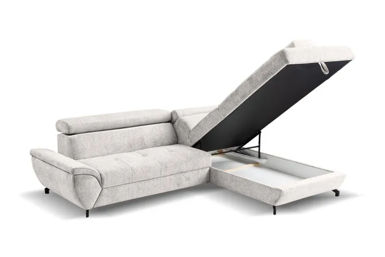 Ecksofa mit Bettfunktion und Bettkasten natur Microfaser B/H/T: ca. 263x77x210 cm