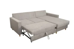 Ecksofa mit Bettfunktion und Bettkasten grau Microfaser B/H/T: ca. 228x92x163 cm