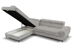 Ecksofa mit Bettfunktion und Bettkasten grau Microfaser B/H/T: ca. 256x73x202 cm
