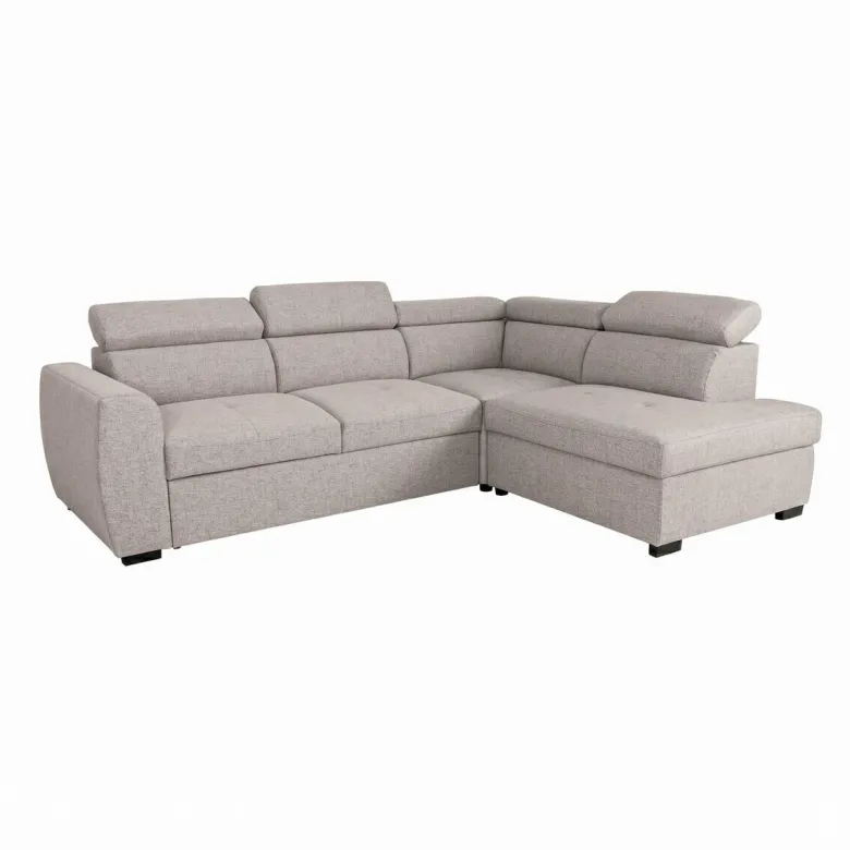 Ecksofa mit Bettfunktion und Bettkasten beige Webstoff B/H/T: ca. 245x184x87 cm