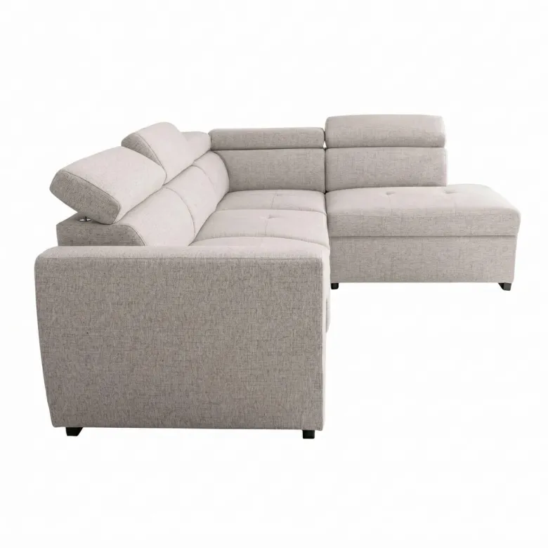 Ecksofa mit Bettfunktion und Bettkasten beige Webstoff B/H/T: ca. 245x184x87 cm