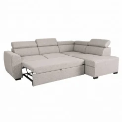 Ecksofa mit Bettfunktion und Bettkasten beige Webstoff B/H/T: ca. 245x184x87 cm