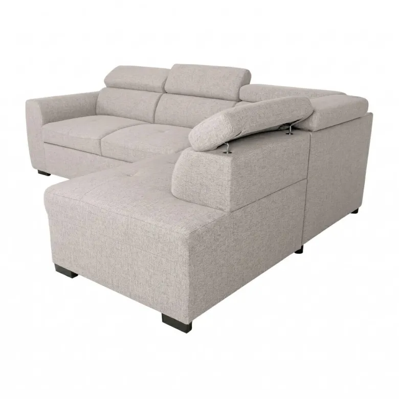 Ecksofa mit Bettfunktion und Bettkasten beige Webstoff B/H/T: ca. 245x184x87 cm