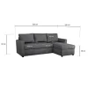 Ecksofa mit Bettfunktion und Bettkasten anthrazit Microfaser B/H/T: ca. 215x145x82 cm