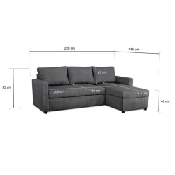 Ecksofa mit Bettfunktion und Bettkasten anthrazit Microfaser B/H/T: ca. 215x145x82 cm