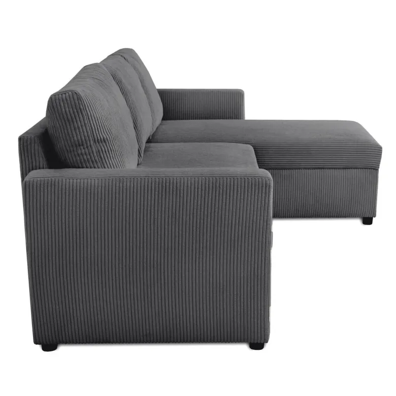 Ecksofa mit Bettfunktion und Bettkasten anthrazit Microfaser B/H/T: ca. 215x145x82 cm