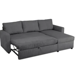 Ecksofa mit Bettfunktion und Bettkasten anthrazit Microfaser B/H/T: ca. 215x145x82 cm