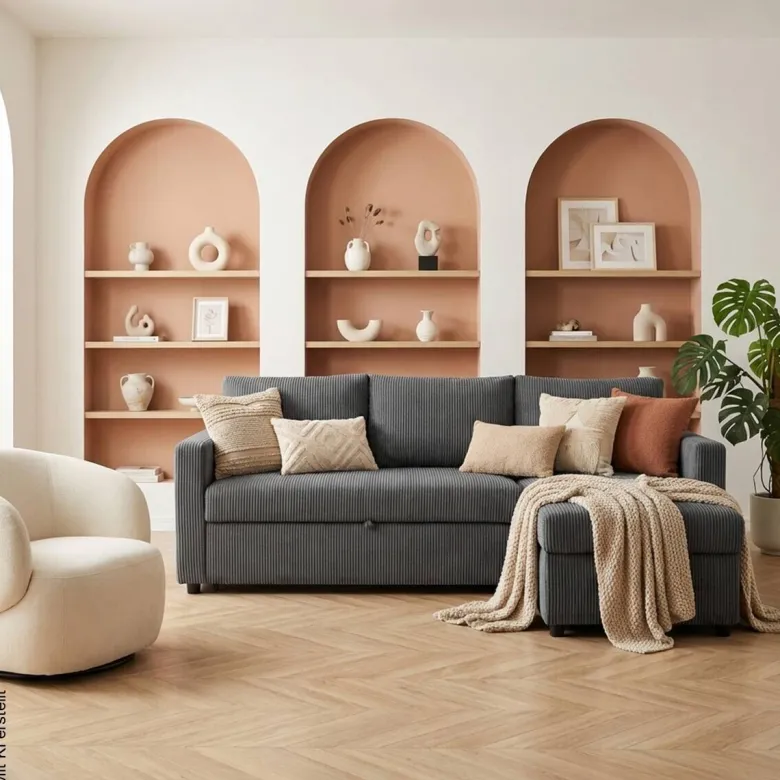 Ecksofa mit Bettfunktion und Bettkasten anthrazit Microfaser B/H/T: ca. 215x145x82 cm