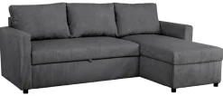 Ecksofa mit Bettfunktion und Bettkasten anthrazit Microfaser B/H/T: ca. 215x145x82 cm