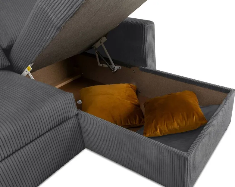 Ecksofa mit Bettfunktion und Bettkasten anthrazit Microfaser B/H/T: ca. 215x145x82 cm