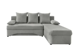 Ecksofa mit Bettfunktion und Bettkasten hellgrau Microfaser B/H/T: ca. 191x70x142 cm