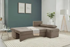 Ecksofa mit Bettfunktion und Bettkasten taupe Microfaser B/H/T: ca. 191x70x142 cm