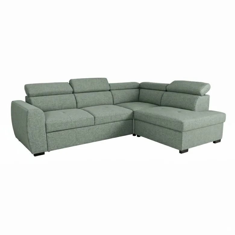 Ecksofa mit Bettfunktion und Bettkasten salbei Webstoff B/H/T: ca. 245x184x87 cm