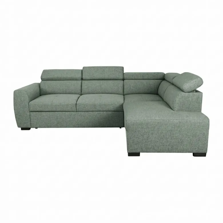 Ecksofa mit Bettfunktion und Bettkasten salbei Webstoff B/H/T: ca. 245x184x87 cm