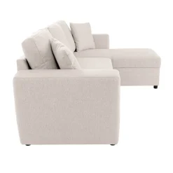 Ecksofa mit Bettfunktion und Bettkasten beige Webstoff B/H/T: ca. 234x86x144 cm
