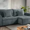 Ecksofa mit Bettfunktion und Bettkasten dunkelgrau Microfaser B/T: ca. 269x147 cm