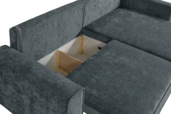 Ecksofa mit Bettfunktion und Bettkasten dunkelgrau Microfaser B/T: ca. 269x147 cm