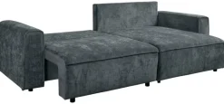 Ecksofa mit Bettfunktion und Bettkasten dunkelgrau Microfaser B/T: ca. 269x147 cm