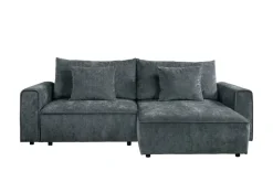 Ecksofa mit Bettfunktion und Bettkasten dunkelgrau Microfaser B/T: ca. 269x147 cm