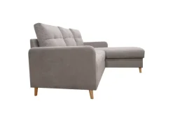 Ecksofa mit Bettfunktion und Bettkasten grau Webstoff B/H/T: ca. 217x93x159 cm