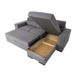 Ecksofa mit Bettfunktion und Bettkasten hellgrau Webstoff B/H/T: ca. 237x88x167 cm