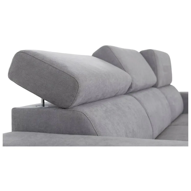 Ecksofa mit Bettfunktion und Bettkasten hellgrau Webstoff B/H/T: ca. 237x88x167 cm