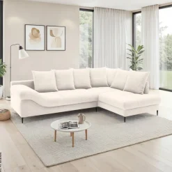 Ecksofa mit Bettfunktion und Bettkasten natur Polyester B/H/T: ca. 191x92x106 cm