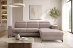 Ecksofa mit Bettfunktion und Bettkasten beige Microfaser B/T: ca. 264x191 cm