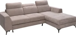 Ecksofa mit Bettfunktion und Bettkasten beige Microfaser B/T: ca. 264x191 cm