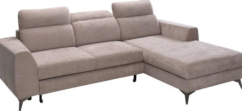 Ecksofa mit Bettfunktion und Bettkasten beige Microfaser B/T: ca. 264x191 cm