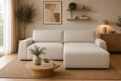 Ecksofa mit Bettfunktion und Bettkasten beige Microfaser B/H/T: ca. 293x88x172 cm