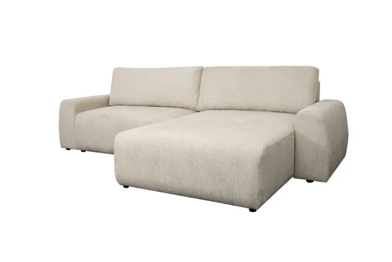Ecksofa mit Bettfunktion und Bettkasten beige Microfaser B/H/T: ca. 293x88x172 cm