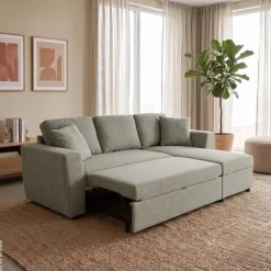 Ecksofa mit Bettfunktion und Bettkasten grün Webstoff B/H/T: ca. 234x86x144 cm