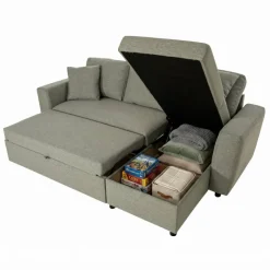 Ecksofa mit Bettfunktion und Bettkasten grün Webstoff B/H/T: ca. 234x86x144 cm