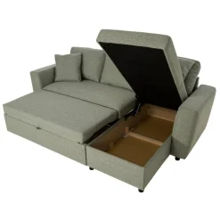 Ecksofa mit Bettfunktion und Bettkasten grün Webstoff B/H/T: ca. 234x86x144 cm