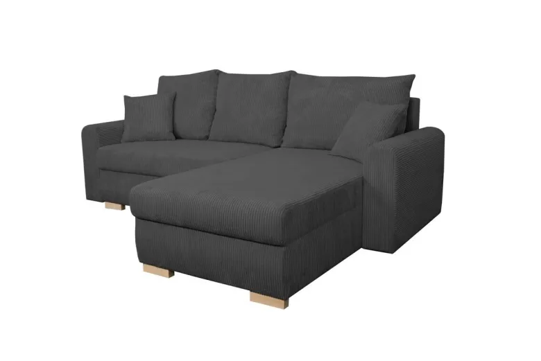 Ecksofa mit Bettfunktion und Bettkasten anthrazit Microfaser B/H/T: ca. 224,5x90x168 cm