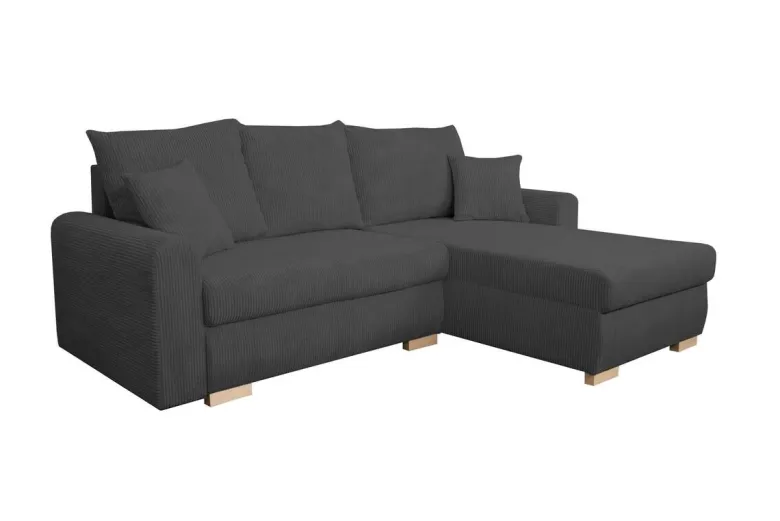 Ecksofa mit Bettfunktion und Bettkasten anthrazit Microfaser B/H/T: ca. 224,5x90x168 cm