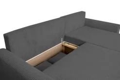 Ecksofa mit Bettfunktion und Bettkasten anthrazit Microfaser B/H/T: ca. 224,5x90x168 cm