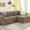 Ecksofa mit Bettfunktion und Bettkasten taupe Velourstoff B/H/T: ca. 288x86x186 cm